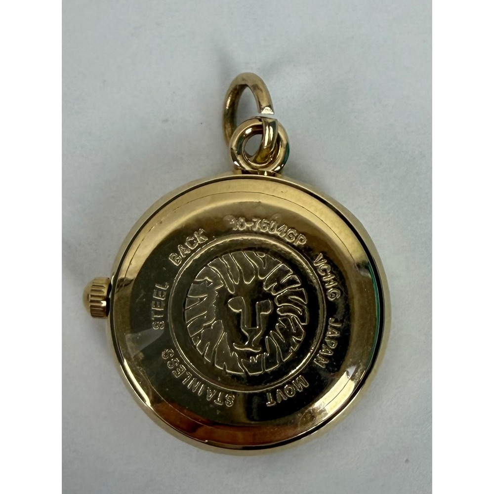 Anne Klein Pendant Watch Charm Gold Tone Vintage Style Japan Movement Round - Picture 3 of 4